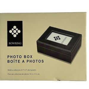 𝅺BOWRING Photo Box in Black Faux Leather 8.5 X 6.75 X 3.25               I